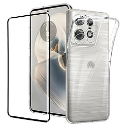 Htdmobiles Coque pour Motorola Edge 50 Pro 5G - housse etui silicone gel fine + verre trempe - TRANSPARENT TPU