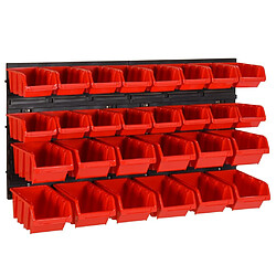 vidaXL Ensemble d'étagères d'atelier 30 pcs Rouge et noir 77x39 cm PP