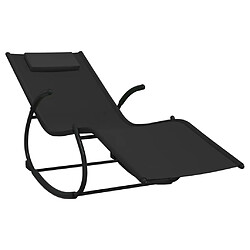 Maison Chic Chaise longue à bascule | Bain de soleil Relax | Transat noir acier et textilène -GKD60031