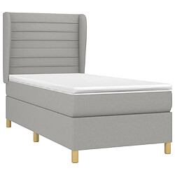 Avis Maison Chic Lit Adulte - Lit simple Lit à sommier tapissier et matelas moelleux - Meuble de Chambre - Gris clair 90x190 cm Tissu -MN73310