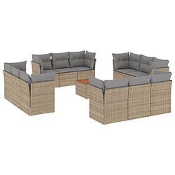 vidaXL Salon de jardin et coussins 13 pcs mélange beige résine tressée