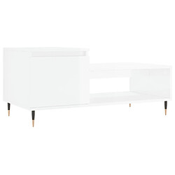 Maison Chic Table basse,Table Console Table d'appoint, Table pour salon Blanc brillant 100x50x45 cm Bois d'ingénierie -MN20752