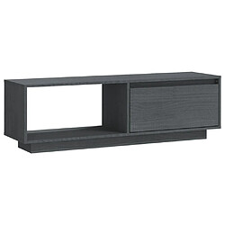 vidaXL Meuble TV Gris 110x30x33,5 cm Bois de pin massif