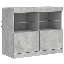 Avis Maison Chic Commode Buffet - Meuble de rangement avec lumières LED gris béton 81x37x67 cm -GKD40195