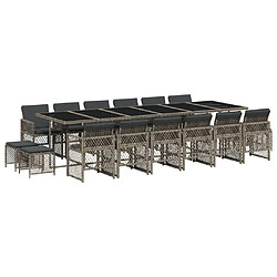 vidaXL Ensemble à manger de jardin 17 pcs et coussins résine tressée