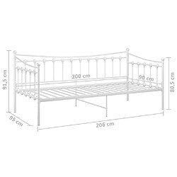 vidaXL Cadre de canapé-lit sans matelas blanc métal 90x200 cm pas cher