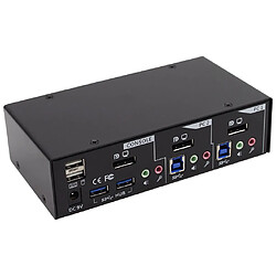 Commutateur KVM de bureau InLine® Hub DisplayPort USB 3.0 à 2 ports avec audio