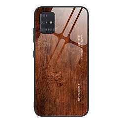 Coque en TPU peau en bois café pour votre Samsung Galaxy A51