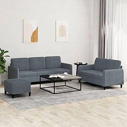 Maison Chic Ensemble de canapés 3 pcs, Canapé droit Sofa pour Salon gris foncé velours -GKD455475