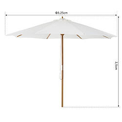 Avis Outsunny Parasol droit rond grande taille de jardin Ø 3,25 x 2,5H m bois de bambou crème