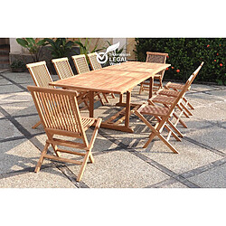 Concept Usine Salon de jardin Teck massif 10-12 personnes - Table rectangulaire + 10 chaises KAJANG