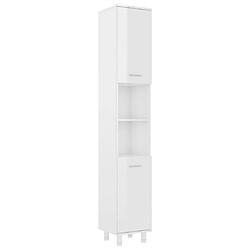 Maison Chic Armoire de salle de bain,Meuble de rangement,Meuble haut Blanc brillant 30x30x179 cm Aggloméré -GKD777967