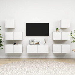 vidaXL Ensemble de meubles TV 7 pcs Blanc Bois d'ingénierie