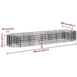 vidaXL Lit surélevé à gabion Fer galvanisé 400x100x50 cm pas cher