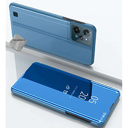 Htdmobiles Housse pour Realme C31 - etui portefeuille miroir clear view + film ecran - BLEU