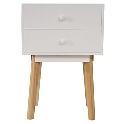 Decoshop26 Meuble d'appoint table de chevet design rétro avec tiroirs 59x40x30cm en bois blanc 04_0002894 pas cher