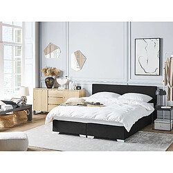 Beliani Lit boxspring en tissu noir 160x200 cm PRESIDENT