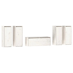 vidaXL Meubles TV 5 pcs Blanc Bois massif de pin