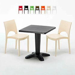 Grand Soleil Table et 2 chaises colorées polypropylen