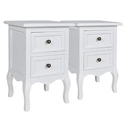 Maison Chic Lot de 2 Tables de chevet - Tables de Nuit avec 2 tiroirs MDF Blanc