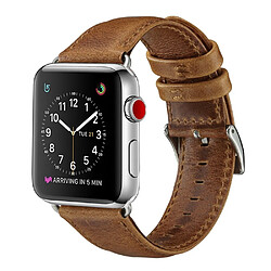 Bracelet en cuir véritable couche supérieure marron pour Apple Watch Series 4 44mm/Series 3/2/1 42mm