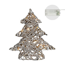 Acheter ECD Germany Arbre de Noël Décoratif à LED avec 15 LED Blanc Chaud, 30 cm de Haut, Métal/Aspect Rotin Tressé, Fonctionne avec Piles, Décoration à Minuterie, Sapin de Noël avec Guirlande Lumineuse