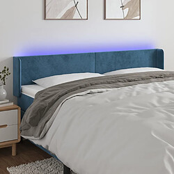 Maison Chic Tête de lit scandinave à LED,meuble de chambre Bleu foncé 163x16x78/88 cm Velours -MN42164