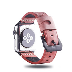 Acheter Wewoo Bracelet en cuir pleine fleur de cire de brume blanche pour Apple Watch série 4 40 mm et série 3 et 2 et 1 38 mm rouge