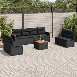 Maison Chic Ensemble Tables et chaises d'extérieur 9 pcs avec coussins,Salon de jardin noir résine tressée -GKD204797