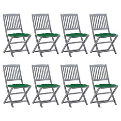 vidaXL Chaises pliables d'extérieur lot de 8 et coussins Bois d'acacia