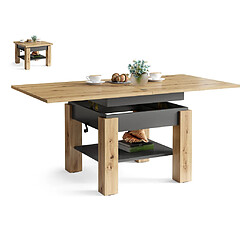 Dusine TABLE BASSE OREO BOIS / GRIS RELEVABLE + EXTENSIBLE JUSQU' 150 CM