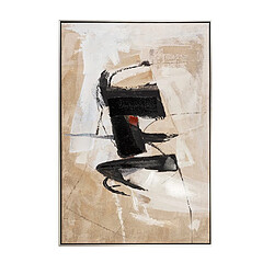 Pegane Ensemble de 2 tableaux peinture à l'huile sur toile,peinte à la main avec cadre noir- Longueur 180 x Profondeur 4 x Hauteur 60 cm