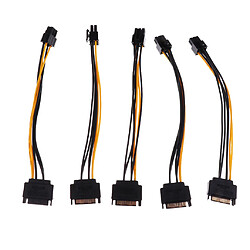 5pcs 15pin Sata Power à 6pin Adaptateur Câble D'alimentation Pour Carte Vidéo Graphique