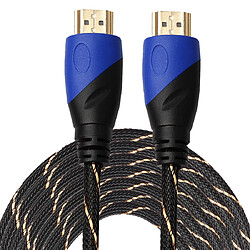 Wewoo Câble noir 15 m HDMI 1.4 Version 1080P tissé Net Ligne Bleu Tête HDMI Mâle à HDMI Audio Vidéo Connecteur Adaptateur