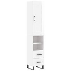 vidaXL Buffet haut Blanc brillant 34,5x34x180 cm Bois d'ingénierie