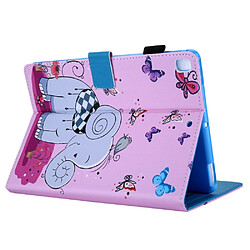 Acheter Etui en PU impression de modèle avec support et porte-cartes éléphants et papillons pour votre Apple iPad 10.2 (2019)