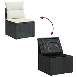 Avis Maison Chic Ensemble Tables et chaises d'extérieur 8 pcs avec coussins,Salon de jardin noir résine tressée -GKD780218