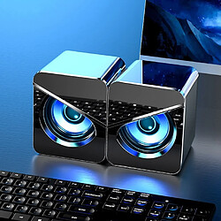 Universal Haut-parleur noir mini ordinateur haut-parleur USB câblé 3D son stéréo haut-parleur surround PC ordinateur portable ordinateur portable sans haut-pareilleur Bluetooth(Le noir)