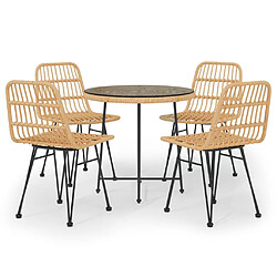 Salle à dîner de jardin 5 pcs,Table et chaise à manger Résine tressée -MN64827