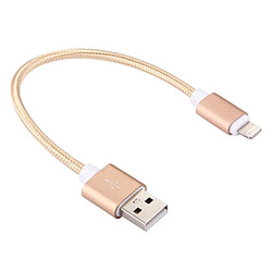 Wewoo Câble or pour iPhone X / 8 & 8 Plus / 7 & 7 Plus / 6 & 6s & 6 Plus & 6s Plus / iPad Tête en métal de 20cm 2A de style tissé Lightning 8 broches au de données / chargeur d'USB,