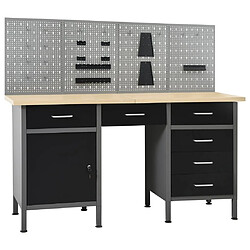 Helloshop26 Etabli 160 cm avec 4 panneaux muraux table de travail rangement atelier garage 02_0003665