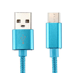 Wewoo Câble bleu pour Samsung Galaxy S8 et S8 + / LG G6 / Huawei P10 P10 Plus / Oneplus 5 / Xiaomi Mi6 Max 2 / autres smartphones Tricot Texture USB vers USB-C / Type-C de chargement de synchronisation de données, longueur de câble: 1 m,