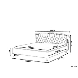 Avis Beliani Lit double chesterfield en cuir PU 160 x 200 cm blanc METZ