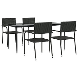 vidaXL Ensemble à manger de jardin 5 pcs noir résine tressée et acier