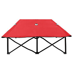 Avis Helloshop26 Lit de camp double de camping meuble d'extérieur pliable 2 places rouge acier 02_0012793