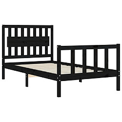 Maison Chic Lit adulte - Cadre de lit et tête de lit,Structure du lit Contemporain pour chambre noir 100x200 cm bois massif -MN29669 pas cher