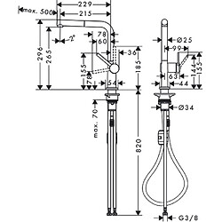 Mitigeur de cuisine HANSGROHE Talis M54 , avec douchette extractible 1 jet aspect acier inox - 72808800