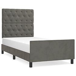 Maison Chic Lit adulte - Cadre Structure de lit avec tête de lit Contemporain Gris foncé 80x200 cm Velours -MN42374