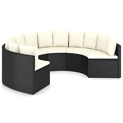 Maison Chic Salon de jardin 6 pcs + coussins - Mobilier/Meubles de jardin - Table et chaises d'extérieur Résine tressée Noir -MN72841