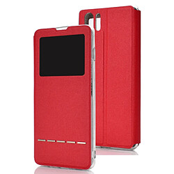 Wewoo Housse Étui Coque Golden Beach Intelligent Answering apporte une fenêtre d'affichage électrique avec support Etui en cuir à rabat gauche et droit pour Huawei P30 Pro Rouge